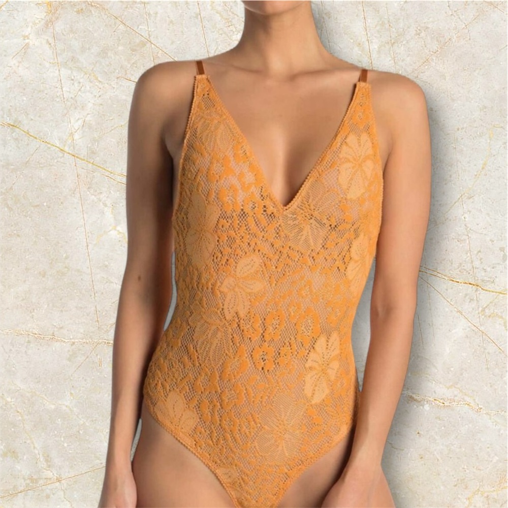 Orange Lace Bodysuit